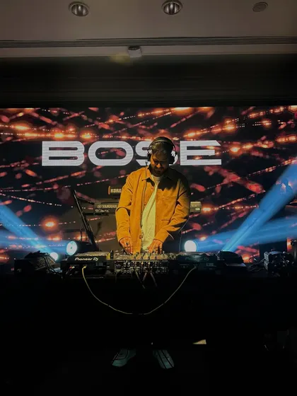 On stage at The Leela Palace, right after a performance by a Grammy winner. This shot captures the professional, large-scale production quality I bring to premium corporate functions and high-profile events.