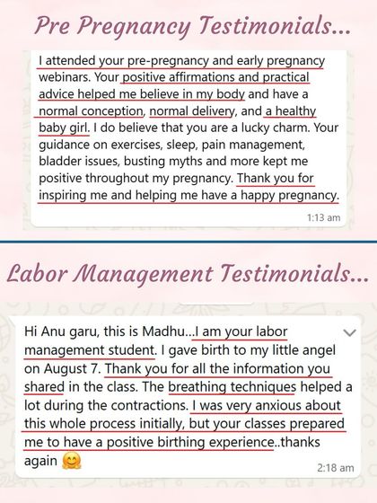 My positive affirmations and practical advice on exercise, sleep, and pain management helped this student have a happy pregnancy and a positive birthing experience.