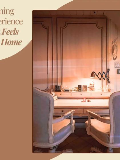 I believe a dining experience should feel like home. Our study area is just one of the unique spaces I've created to offer a comfortable and personal atmosphere for your gathering.