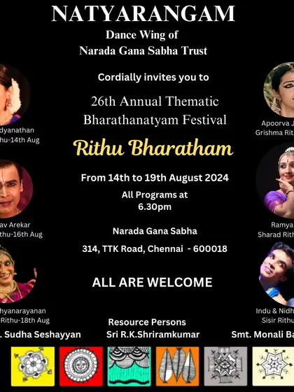 The official poster for the 26th Annual Thematic Bharatanatyam Festival, "Rithu Bharatham", where I was invited to present "Sharad Rithu".