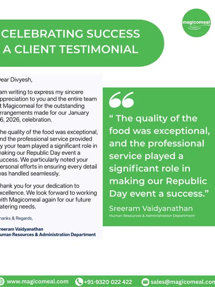 I am proud to receive feedback like this, which highlights my team's dedication to exceptional quality and professional service. For this Republic Day event, I ensured every detail was handled seamlessly, giving my client peace of mind.