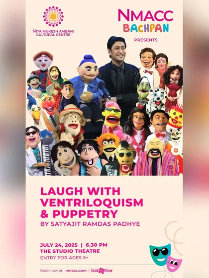 The official poster for my ticketed show at the prestigious Nita Mukesh Ambani Cultural Centre (NMACC) Bachpan Festival. I'm excited to bring my blend of ventriloquism and puppetry to this wonderful venue.