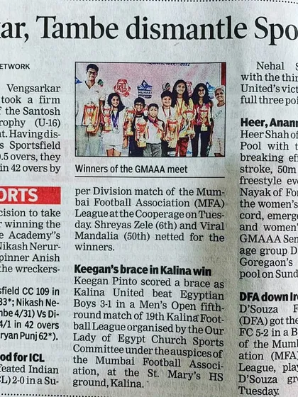 The Times of India covering the dominant performance by our spinners, Nerurkar and Tambe, who dismantled the opposition in a key tournament.