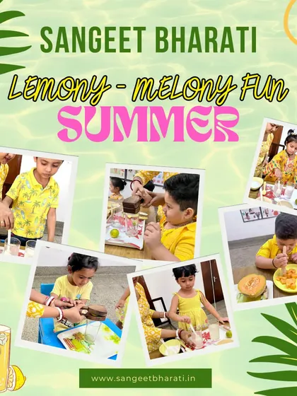 Our 'Lemony-Melony Fun' summer activity is a perfect example of playful learning. This flameless cooking session allows our munchkins to explore tastes and textures while learning a simple life skill, all part of our creative summer camps for kids.