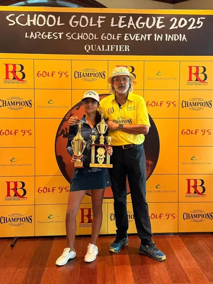 Naina Kapoor after winning the School Golf League. A score of Even Par 72 shows her consistency and ability to manage the course effectively.