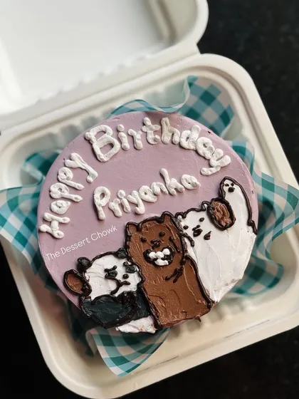 An adorable "We Bare Bears" bento cake for a fan of the show. I can draw any character you love on these mini cakes.