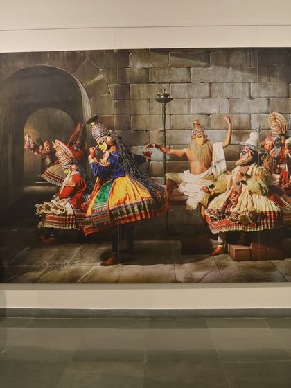 Wishing artist Vivek Vilasini a happy birthday with a photo of him standing proudly next to his monumental artwork, a recreation of 'The Last Supper' with Kathakali performers.