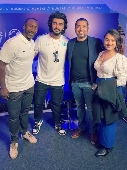 It was great meeting Arjun Kapoor and Jimmy Floyd Hasselbaink at the Chelsea FC event. We often perform at events with celebrity guests.