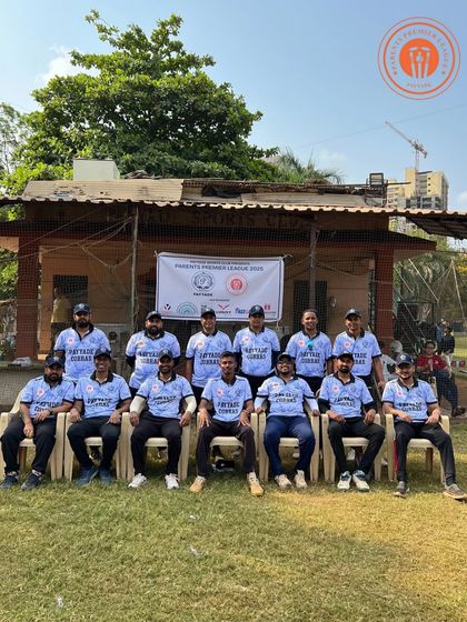The men's team, in their custom jerseys, poses for a group photograph during the Parents Premier League. It's all about teamwork and passion for the game.