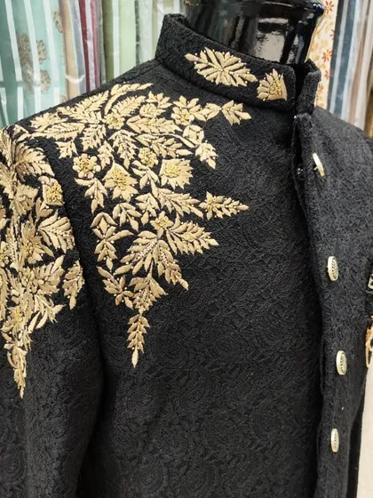 A gallery of our Jodhpuri and Indo-Western designs, showing the variety of fabrics, embroidery styles, and custom fits available for your special occasion.