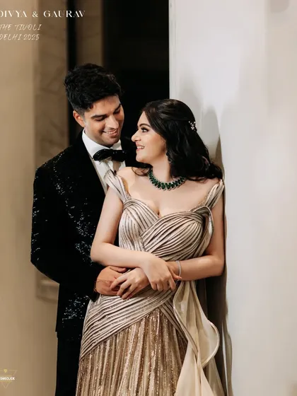 A classic romantic portrait of the couple, their smiles and loving gaze telling a story of happiness and excitement for their future together.