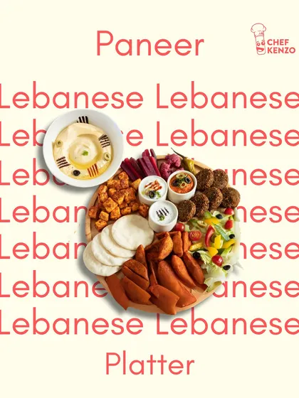 Our Paneer Lebanese Platter is a party in itself. It's loaded with soft paneer, crispy falafel, creamy hummus, fresh pita, and tangy pickles, perfect for sharing.