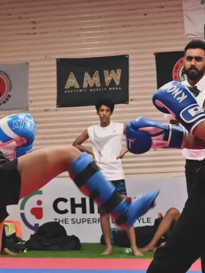 Here is one of our athletes in her element during a WAKO India kickboxing championship. We train our students not just to defend themselves, but to compete with skill, discipline, and the heart of a champion. This level of dedication is at the core of all our training.