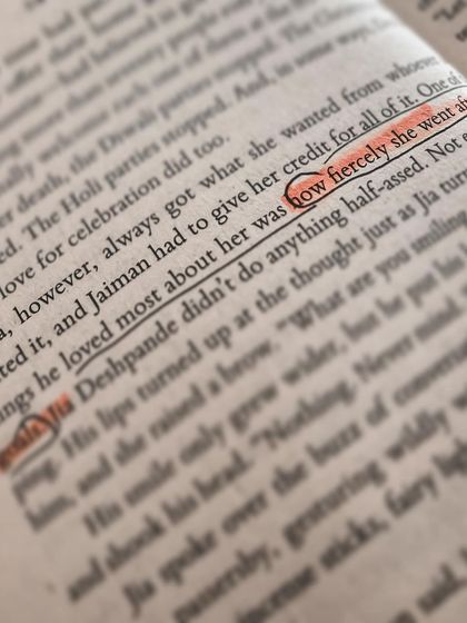 A highlighted quote about my fierce main character. "Jaiman had to give her credit for all of it. One of the things he loved most about her was how fiercely she went after what she wanted."