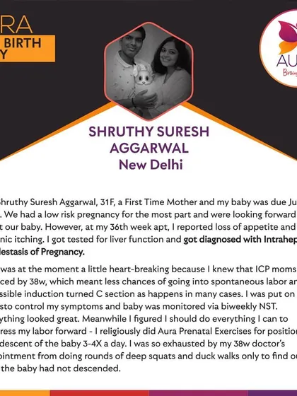This is the start of Shruthy's powerful birth story. Diagnosed with Intrahepatic Cholestasis of Pregnancy (ICP), she faced uncertainty but remained dedicated to her prenatal exercises.