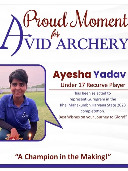 A champion in the making. We celebrate Ayesha Yadav, an Under 17 Recurve player, on her selection to represent Gurugram in the Khel Mahakumbh Haryana State competition.