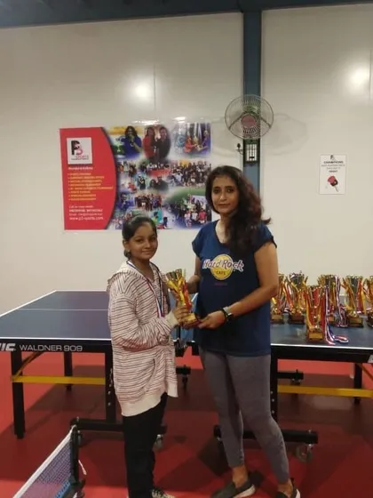 Sai Mulik, our runner-up in the U-15 girls' event at the Powai Open TT Tournament. We encourage participation in open tournaments to build confidence.