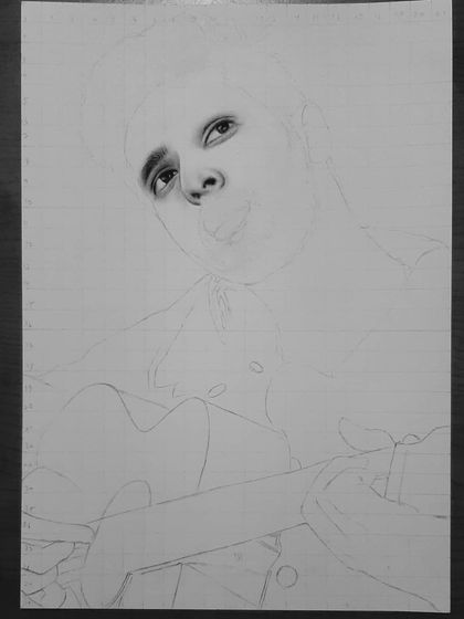 Follow the 90-hour journey of my Armaan Malik portrait. These progress shots show how I use the grid method to ensure accuracy and build up the face, hair, and clothing textures.