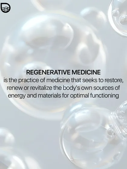 This visual defines regenerative medicine as a practice that seeks to restore and renew the body's own resources. This is the foundation of my advanced treatment philosophy.