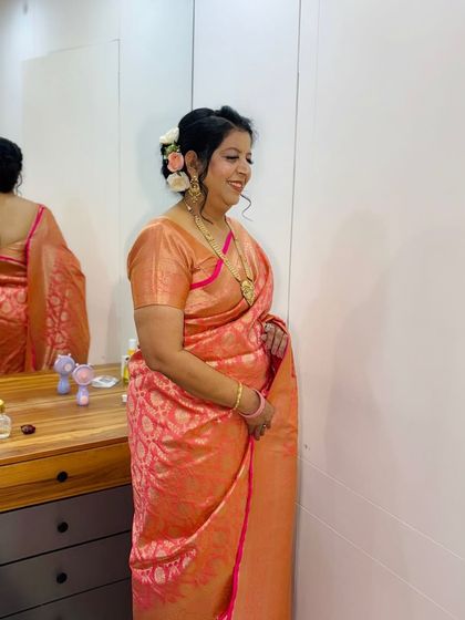 A candid moment captured in the mirror.