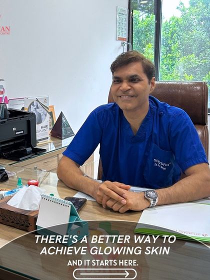 There's a better way to achieve glowing skin, and it starts here with an expert consultation. Dr. S.P. Singh is pictured in his office, ready to listen to your concerns and guide you toward the right treatment.