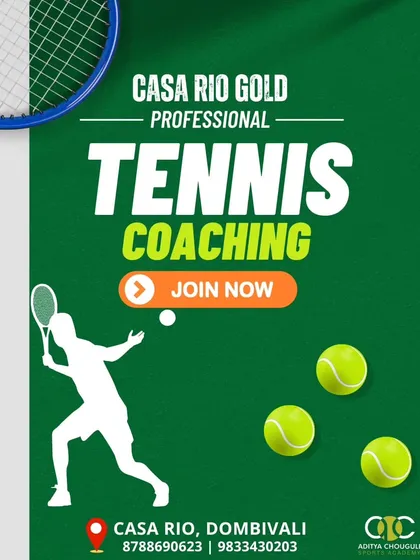 We offer professional tennis coaching at our Casa Rio Gold location in Dombivili. Join now to start your tennis journey with us.