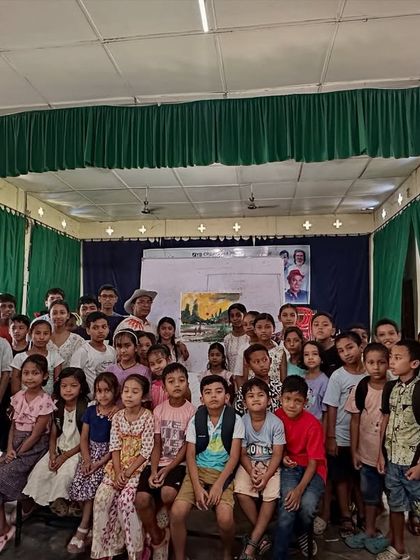 Another shot of our large group of students at the Dhemaji workshop. The auditorium was filled with creativity and collaboration.