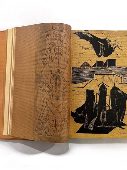 A spread from 'Vrishchik' featuring bold graphic artworks.