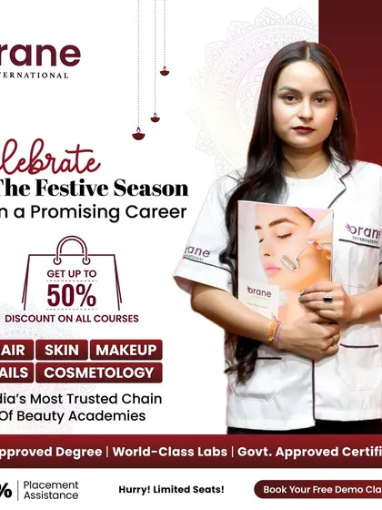 Begin a promising career with India's most trusted chain of beauty academies. This graphic features one of our students, ready to take on the beauty world.
