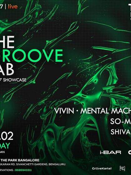 A poster for "The Groove Lab" with a stark, green-on-black design. This minimalist but impactful style is perfect for promoting a night of serious, no-frills techno and house music.