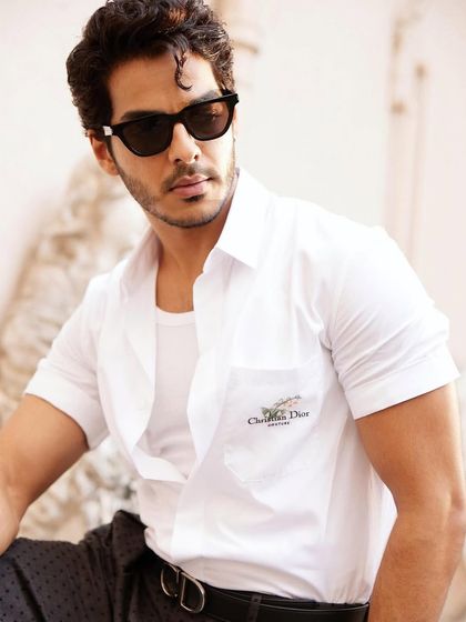 A close-up of Ishaan Khatter for 'The Royals' promotions. The grooming is all about clean skin and defined brows for a sharp, camera-ready look.