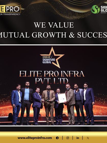 Our team on stage receiving the Top Performing Channel Partner award from Signature Global. This recognition highlights our mutual success and our effective collaboration in bringing affordable and quality real estate to the market.