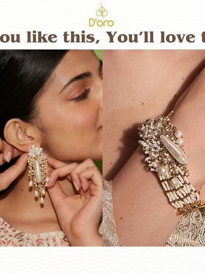 This pearl and crystal earring pair has a stunning matching bracelet, creating a timeless and elegant set.