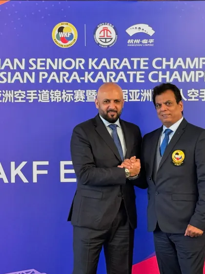 With the President of the Asian Karate Federation, Major General Nasser Al Rasooqi. I thank him for his trust in appointing me to lead the AKF Media Commission.