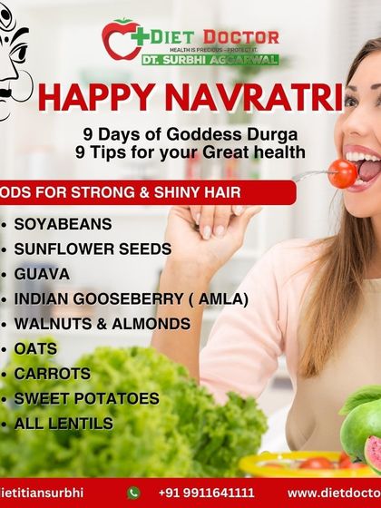 Strong and shiny hair comes from within. This Navratri tip sheet lists 9 foods, including amla, walnuts, and sweet potatoes, that I recommend for improving hair health through nutrition.