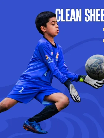 Celebrating the 2 clean sheets achieved by our Under-9 goalkeeper during the league.