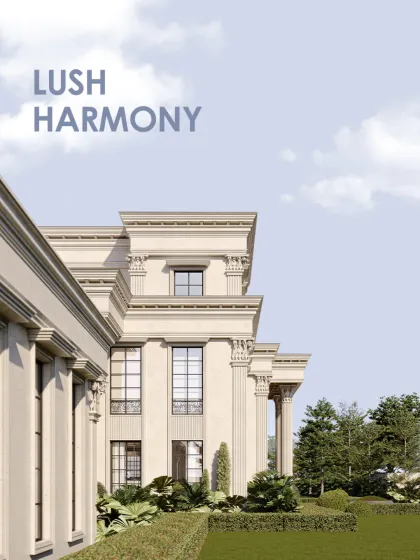 This facade reflects a deliberate interplay of vertical precision and organic calm. Every cornice, column, and contour finds balance in the surrounding landscape, offering a moment of spatial stillness and compositional clarity.