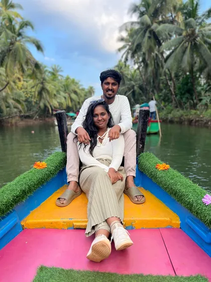 It's not all mountains. We also explore the serene backwaters and beaches of coastal Karnataka. A relaxing boat ride in Honnavara is the perfect way to unwind.