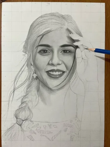 Another work-in-progress shot of the Kalyani Priyadarshan portrait.