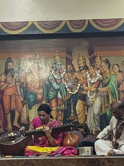 This was my concert at Vyasaraya Mutt for the Navarathri Saraswathi puja. Playing in front of the beautiful deity painting created such a divine ambiance for the performance.