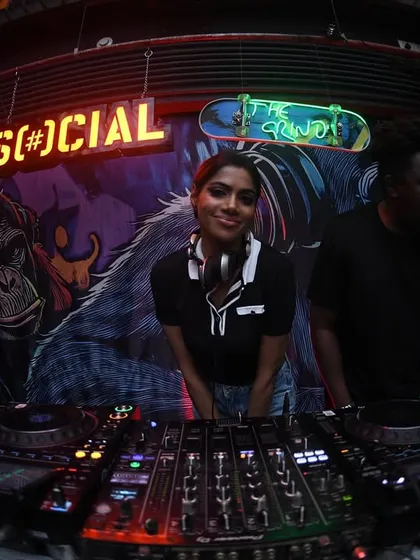 Me and my partner in crime, Bobkat, holding it down at the DJ console. We make sure the energy never drops.