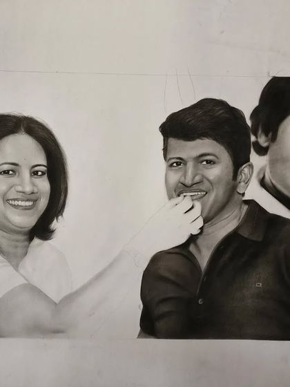 A work-in-progress shot of the tribute portrait.