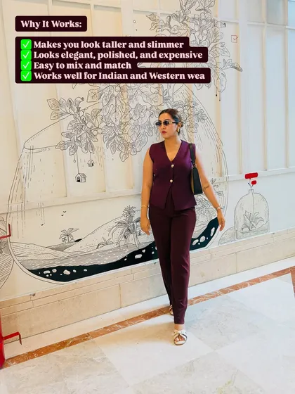 This graphic explains why monochromatic styling works so well. It makes you look taller and slimmer, looks elegant and expensive, and is easy to mix and match for both Indian and Western wear.