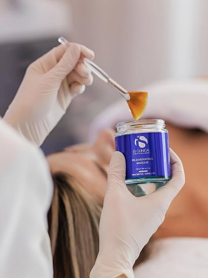 The iS Clinical Rejuvenating Masque, a key component of the Fire & Ice facial. This is the "Ice" part, a cooling and hydrating treatment that leaves skin invigorated.