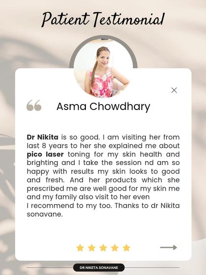 This patient has been with me for 8 years, a journey that includes pico laser toning for skin health. Building long-term relationships based on trust and consistent results is the most rewarding part of my practice.