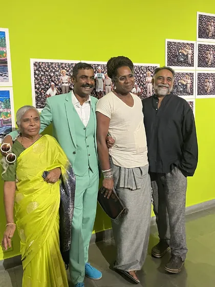 With my mother, curator Joshua Muyiwa, and artist Vivek Vilasini at the opening of 'No Longer A Memory'. This show was deeply personal, and sharing it with friends, family, and the art community was a profound experience.