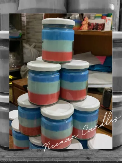Stacked in color, layered with love. These handmade jar candles tell a story of scent and serenity.