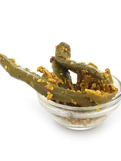 Our Hot Chilli Mirch achaar, made with spicy green chillies, is the perfect way to spice up a simple meal of dal and rice.