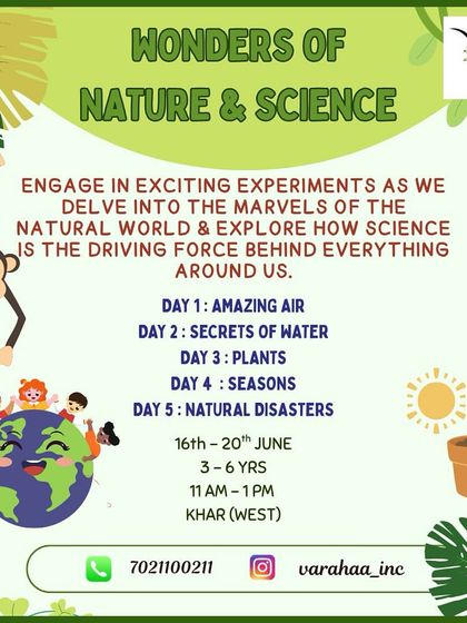 In our "Wonders of Nature & Science" camp, we explore the science behind the world around us. Each day focuses on a new theme, from the secrets of water and plants to the science of seasons and natural disasters.