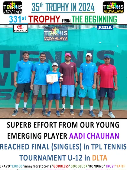 A superb effort from our young emerging player Aadi Chauhan, reaching the singles final in the TPL Tennis Tournament U-12.